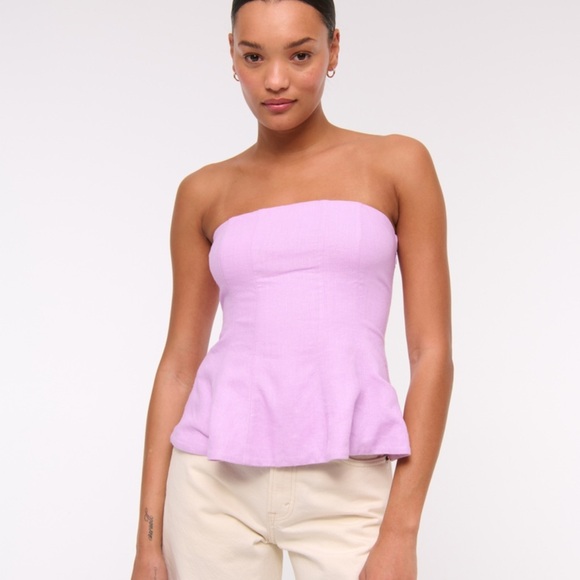 Abercrombie & Fitch Tops - Abercrombie & Fitch Lilac Strapless Peplum Top